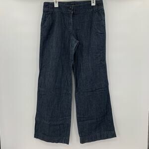 NY&Co Womens 12 Tall Wide Leg Jeans Mid Rise Dark Wash Blue Pockets Stretch